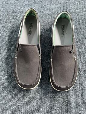 Walk Hero Gray Canvas Slip On Comfort Loafers Arch Support Women's 12